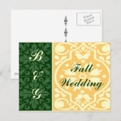 Fall Wedding Groen Tan Monogram Aangepast Briefkaa Briefkaart (Voorkant / Achterkant)