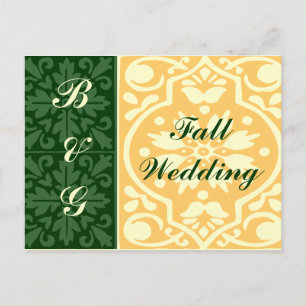 Fall Wedding Groen Tan Monogram Aangepast Briefkaa Briefkaart