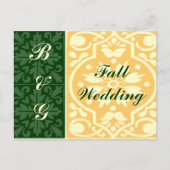 Fall Wedding Groen Tan Monogram Aangepast Briefkaa Briefkaart (Voorkant)