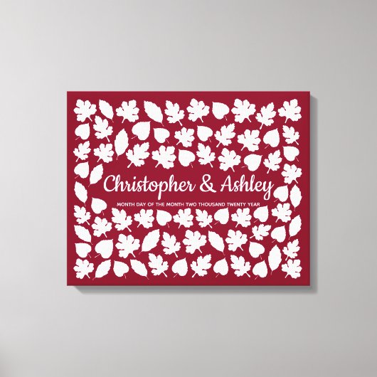 Fall Wedding Guestbook Alternatief 75 Leaves Guest Canvas Afdruk (Voorkant)