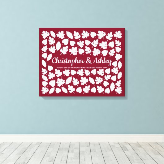 Fall Wedding Guestbook Alternatief 75 Leaves Guest Canvas Afdruk (Insitu (Houten vloer))