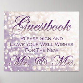 Fall Wedding Guestbook Sign - Champagne en Plum Poster