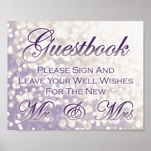 Fall Wedding Guestbook Sign - Champagne en Plum Poster (Voorkant)