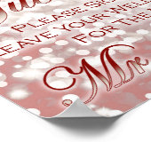 Fall Wedding Guestbook Sign - Champagne en Red Poster (Hoek)