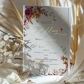 Fall Wedding Invitation Burnt Oranje Modern Script Folie Uitnodiging
