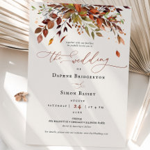 Fall Wedding Invitation Burnt Oranje Modern Script