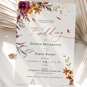 Fall Wedding Invitation Burnt Oranje Modern Script Kaart