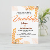 Fall Wedding Invitation Oranje Modern Script Kaart (Staand voorkant)