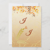 Fall Wedding Invitation Oranje Modern Script Kaart (Achterkant)