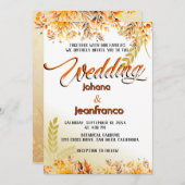 Fall Wedding Invitation Oranje Modern Script Kaart (Voorkant / Achterkant)