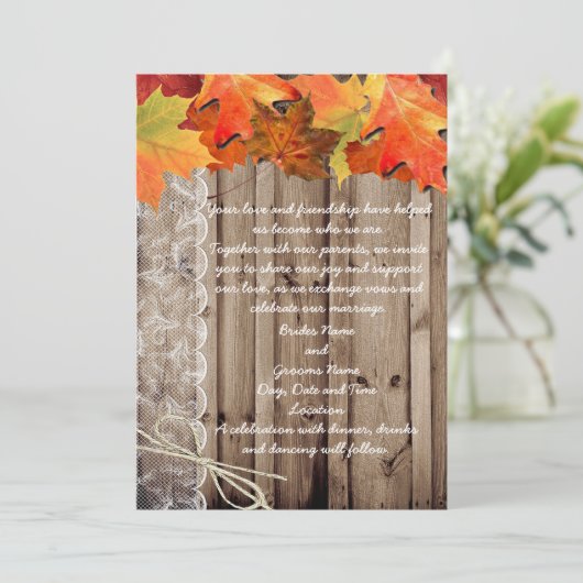 Fall Wedding Invite Kaart (Staand voorkant)