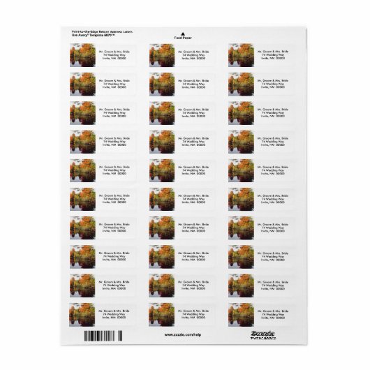 Fall Wedding Invite Return Address Stickers (Full Sheet)