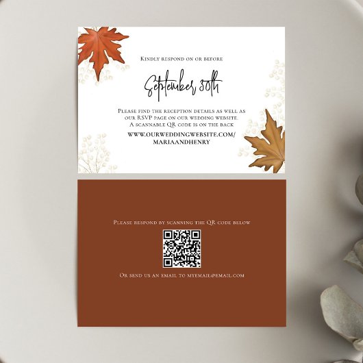 Fall Wedding laat elegante RSVP QR-code achter