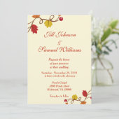 Fall Wedding Leaf en Berry Vine Kaart (Staand voorkant)