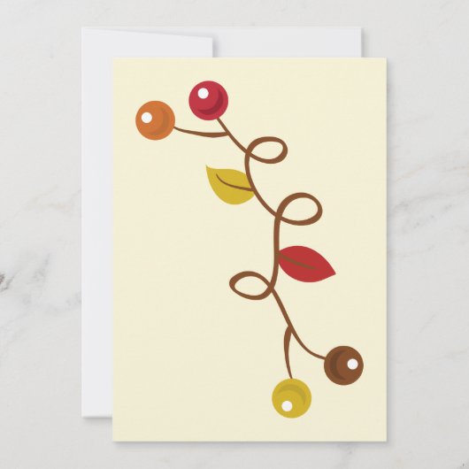 Fall Wedding Leaf en Berry Vine Kaart (Achterkant)