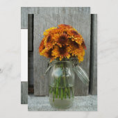 Fall Wedding Mason Jar Flowers & Barnwood Kaart (Voorkant / Achterkant)