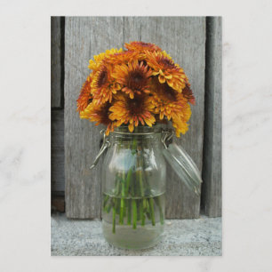 Fall Wedding Mason Jar Flowers & Barnwood Kaart