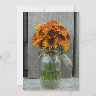 Fall Wedding Mason Jar Flowers & Barnwood Kaart