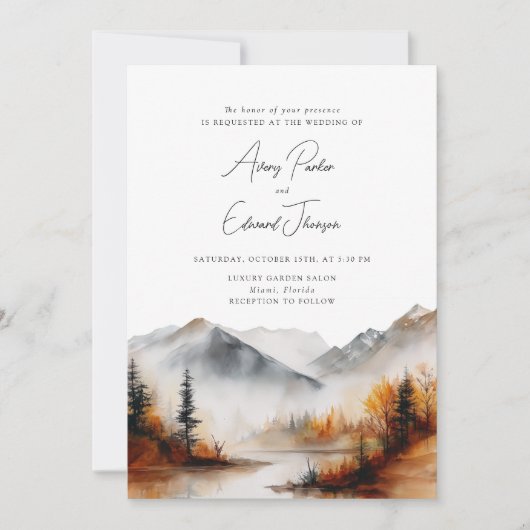 Fall Wedding Modern Eenvoudig Kaart (Voorkant)