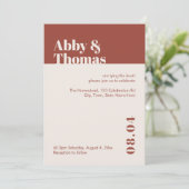Fall Wedding Modern Minimal Terracotta Uitnodiging (Staand voorkant)