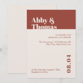 Fall Wedding Modern Minimal Terracotta Uitnodiging (Voorkant / Achterkant)