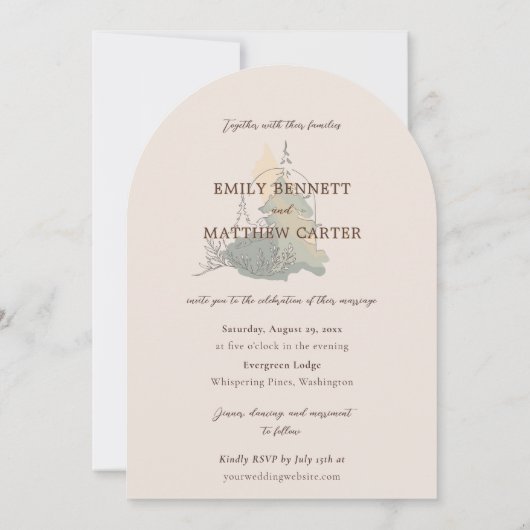 Fall Wedding Modern Rustiek Elegant Eenvoudig Bos Kaart (Achterkant)