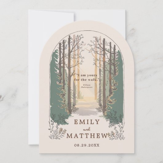 Fall Wedding Modern Rustiek Elegant Eenvoudig Bos Kaart (Voorkant)