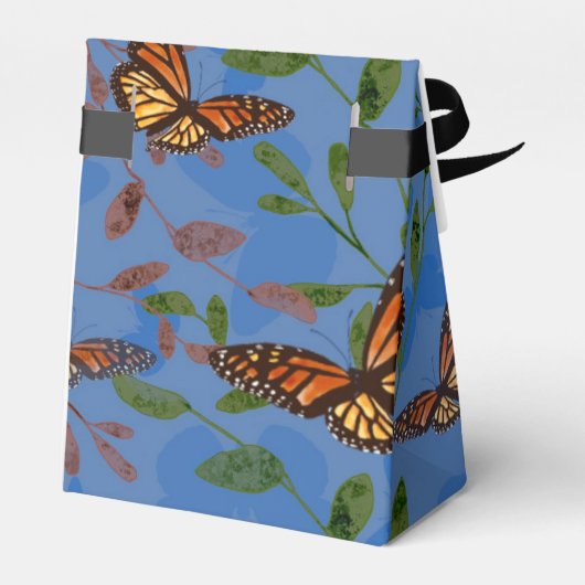 Fall Wedding Monarch Butterfly Blauw Bedankdoosjes (Achterkant)
