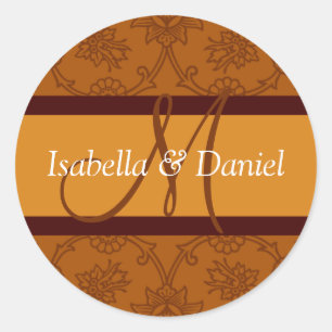 Fall Wedding Monogram Rustic herfst bruiloft Ronde Sticker