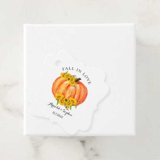 Fall Wedding Oranje Pumpkin Bedankjes Labels (In situ)