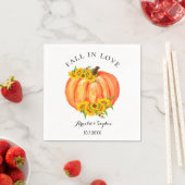 Fall Wedding Oranje Pumpkin Floral Paper Napkin Servet (Insitu)
