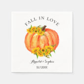 Fall Wedding Oranje Pumpkin Floral Paper Napkin Servet (Voorkant)