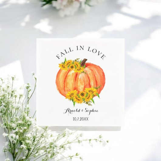 Fall Wedding Oranje Pumpkin Floral Paper Napkin Servet