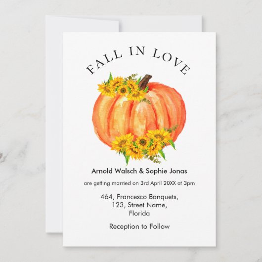 Fall Wedding Oranje Pumpkin Kaart (Voorkant)