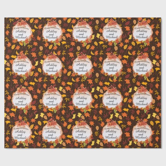 Fall Wedding Personaliseert navolgende verkiezinge Cadeaupapier (Vlak)