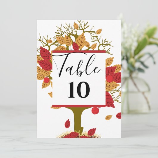 Fall Wedding Personalized Table Flat Kaart (Staand voorkant)