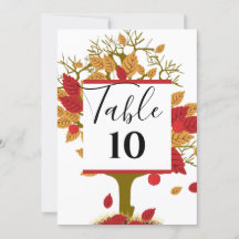 Fall Wedding Personalized Table Flat Kaart