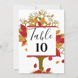 Fall Wedding Personalized Table Flat Kaart