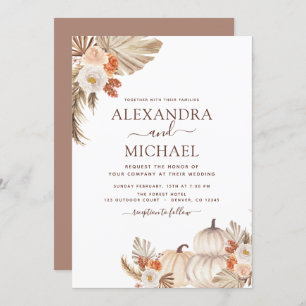 Fall Wedding Pumpkin Pampas Grass Autumn Kaart