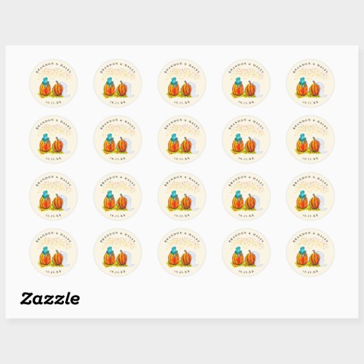 Fall Wedding Pumpkins Ronde Sticker (Vel)