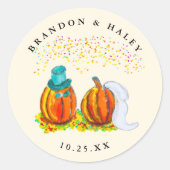 Fall Wedding Pumpkins Ronde Sticker (Voorkant)