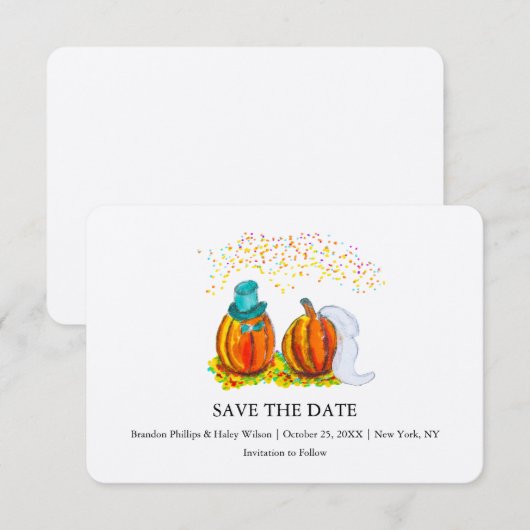 Fall Wedding Pumpkins Save The Date (Voorkant / Achterkant)