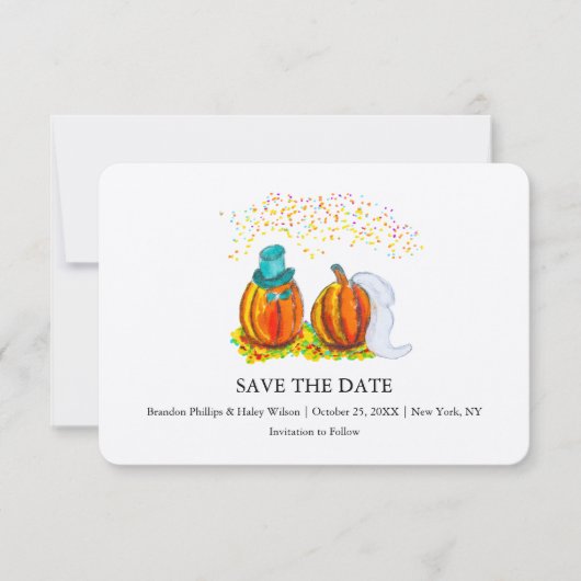 Fall Wedding Pumpkins Save The Date (Voorkant)