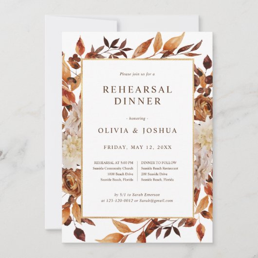 Fall Wedding Rehearsal Dinner Kaart (Voorkant)
