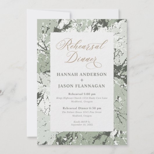 Fall Wedding Rehearsal Dinner Sage Uitnodiging (Voorkant)