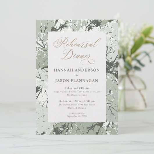 Fall Wedding Rehearsal Dinner Sage Uitnodiging (Staand voorkant)
