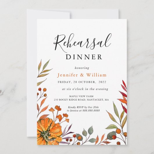 Fall Wedding Rehearsal Dinner Uitnodiging (Voorkant)