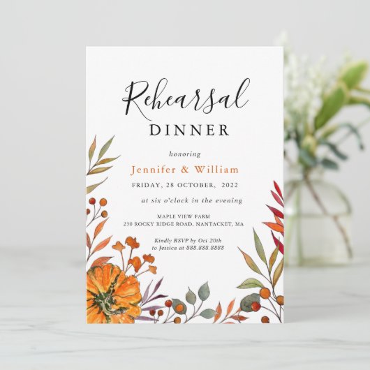 Fall Wedding Rehearsal Dinner Uitnodiging (Staand voorkant)
