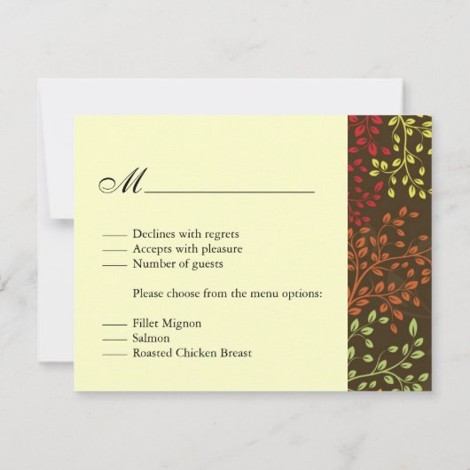 Fall Wedding Reply Cards RSVP Kaartje (Achterkant)