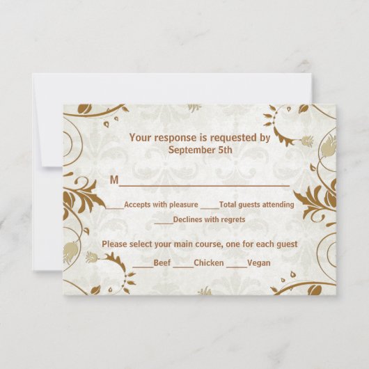 Fall Wedding Response en Meal Choice Card RSVP Kaartje (Voorkant)